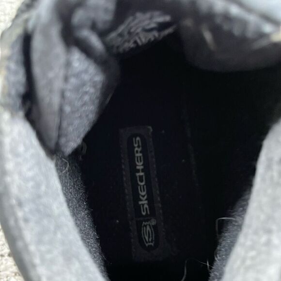 Vintage Y2K Skechers Boots Womens Chunky Work Ankle Bootie 2620 Black Leather - Picture 10 of 11